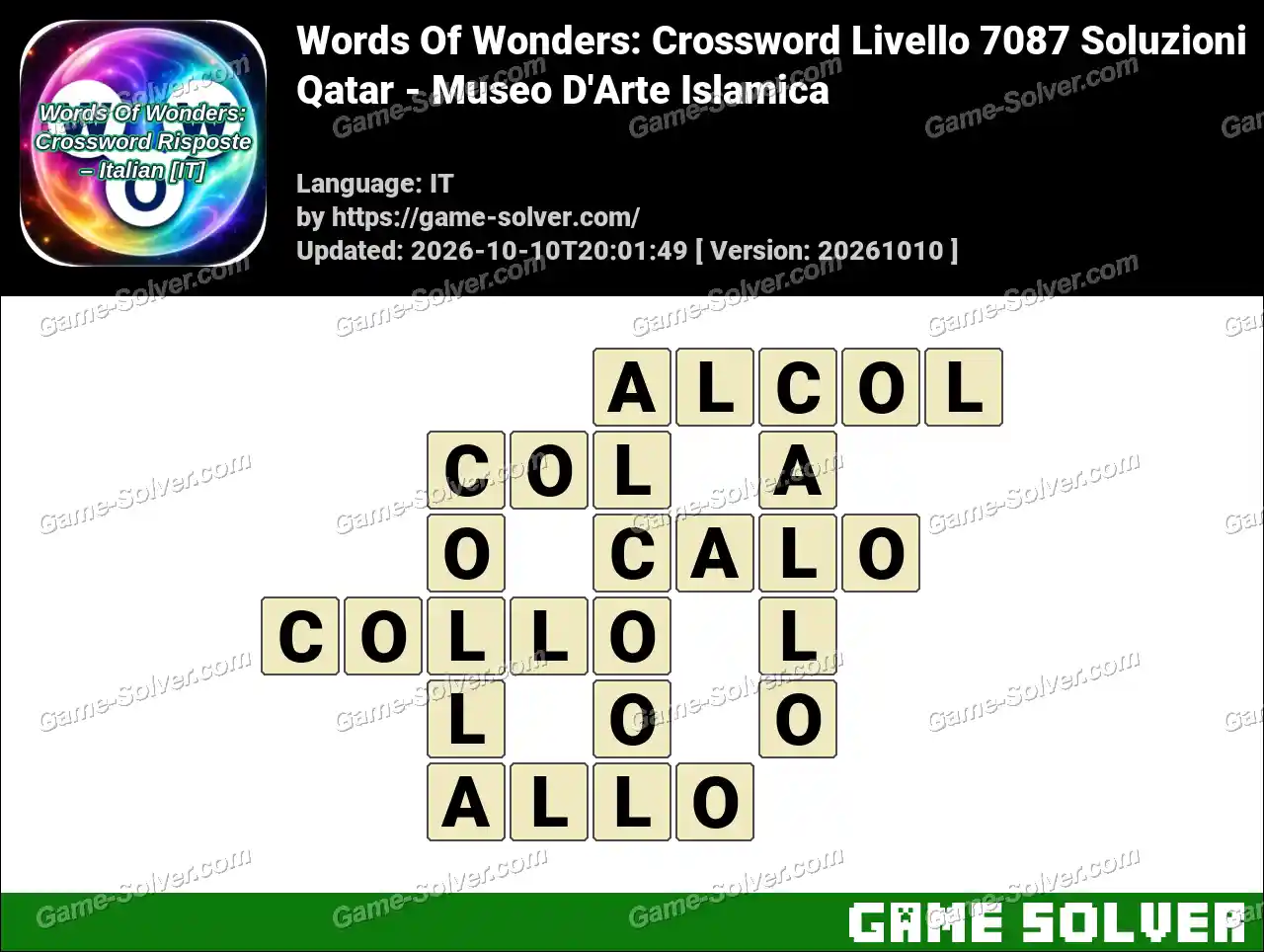 Words Of Wonders: Crossword Livello 7087 Soluzioni – Qatar – Museo D’Arte Islamica